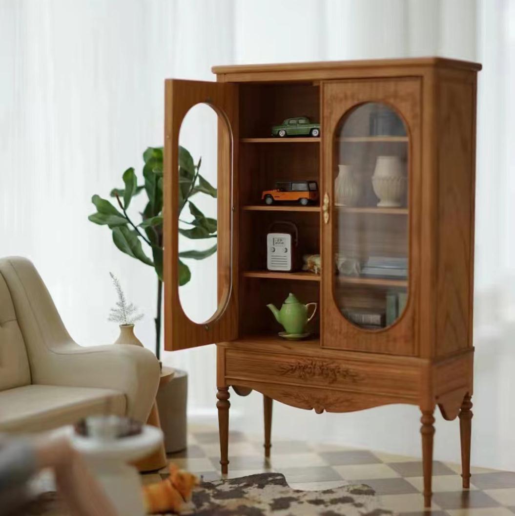 ミニチュア 1/6スケール 木製 レリーフ付 高級食器棚 コレクションケース