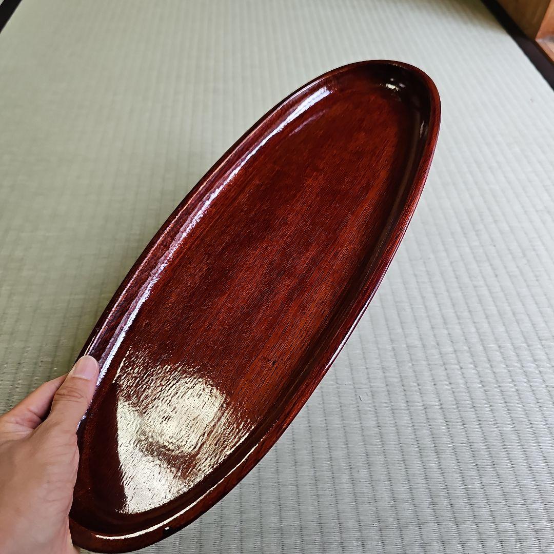昭和レトロ/1950年代物】漆塗りお盆 天然木製品トレー 茶色 前菜盆3客セット