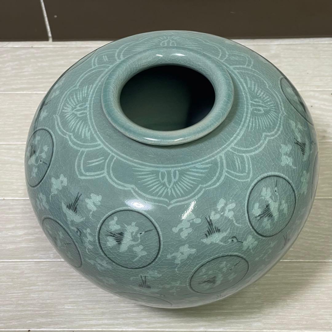 壺 高羅青磁 韓国 コレクション 鶴 水岩 花瓶 骨董品 美術品 アンティーク