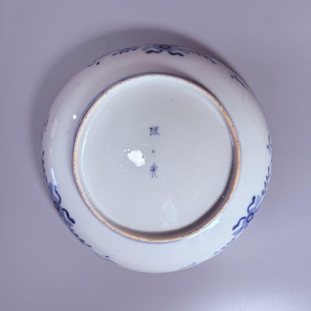 専用出品　明治期　蘭マーク無し「深川製」　赤絵花唐草七寸皿　希少品　深川忠次