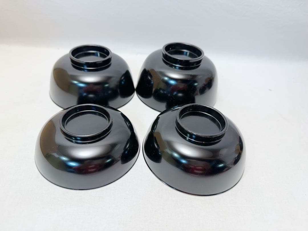 未使用 懐石道具 黒塗 四つ椀 小丸椀 2客揃 汁椀