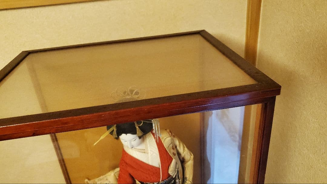 日本人形 舞妓 芸者 伝統工芸品 松寿 絹の着物 扇子 高さ50cm