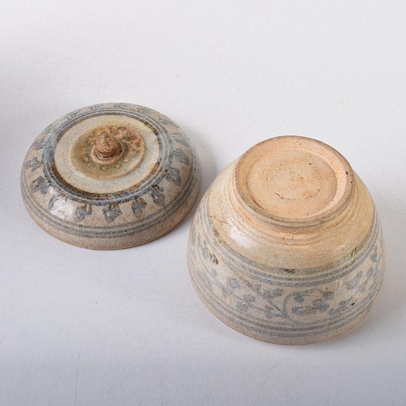タイ古陶磁　スンコロク　宋胡録　蓋物　三彩亭　硲伊之助極め箱　M　R7936