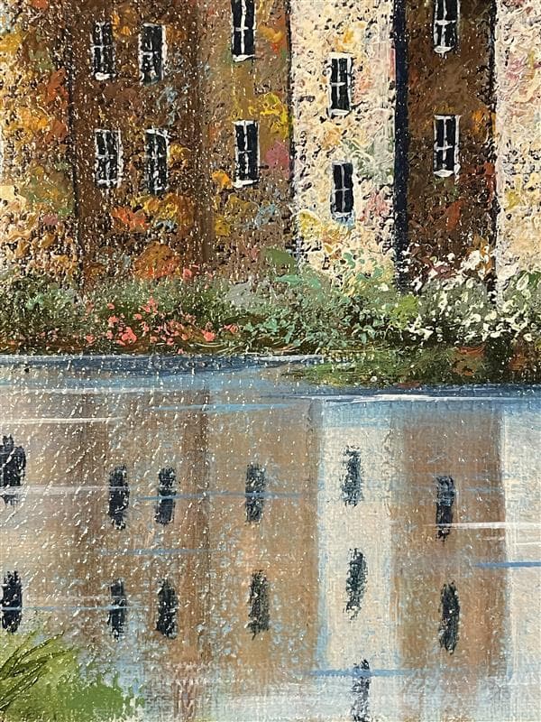 「模写」西村龍介『水辺の城 』風景画　油彩画　額装　サイン有り　F6号