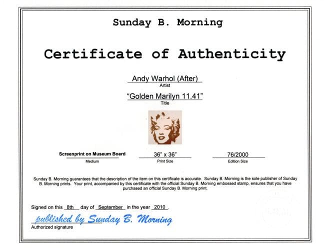 額装済/Sunday B Morning ゴールデンマリリン　限定2000枚