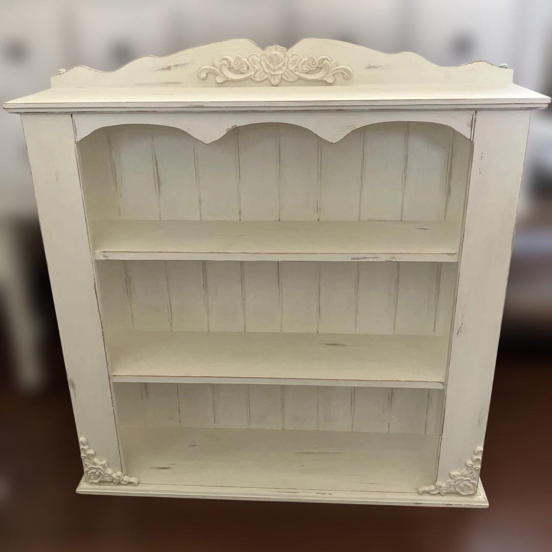 フレンチシャビー風 飾り棚 オープンラック 薔薇