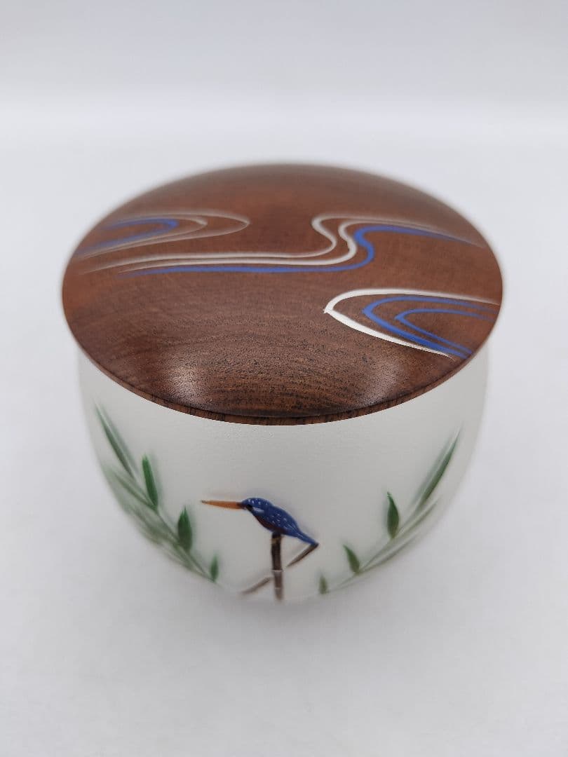 c160 硝子茶器 川蝉蒔絵 麗峰 木箱 茶道具 古物