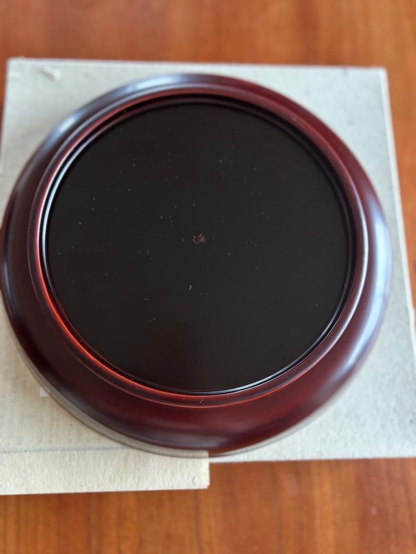 美品　浄法寺漆器工芸企業組合　岩舘正二　八寸皿　溜塗