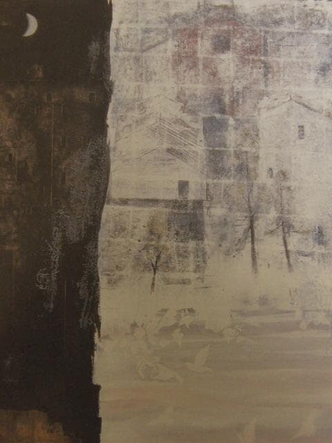 松倉茂比古、【夜の中へ（ANTICOLI)】、希少な額装用画集より、新品額装付