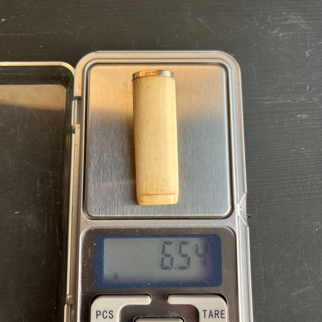 14金 パイプ 吸い口 マウスピース レザーケース付き 喫煙具 タバコ 骨董