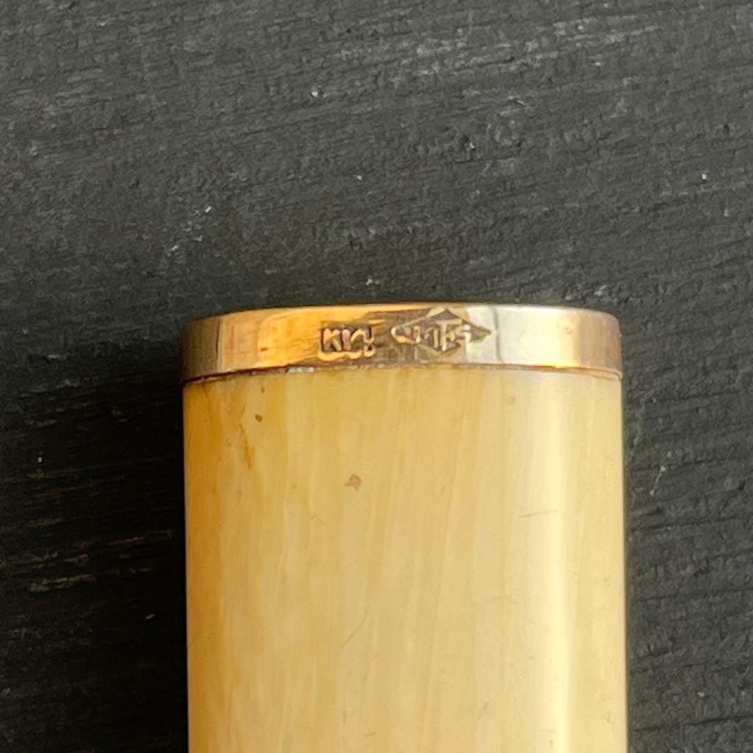 14金 パイプ 吸い口 マウスピース レザーケース付き 喫煙具 タバコ 骨董