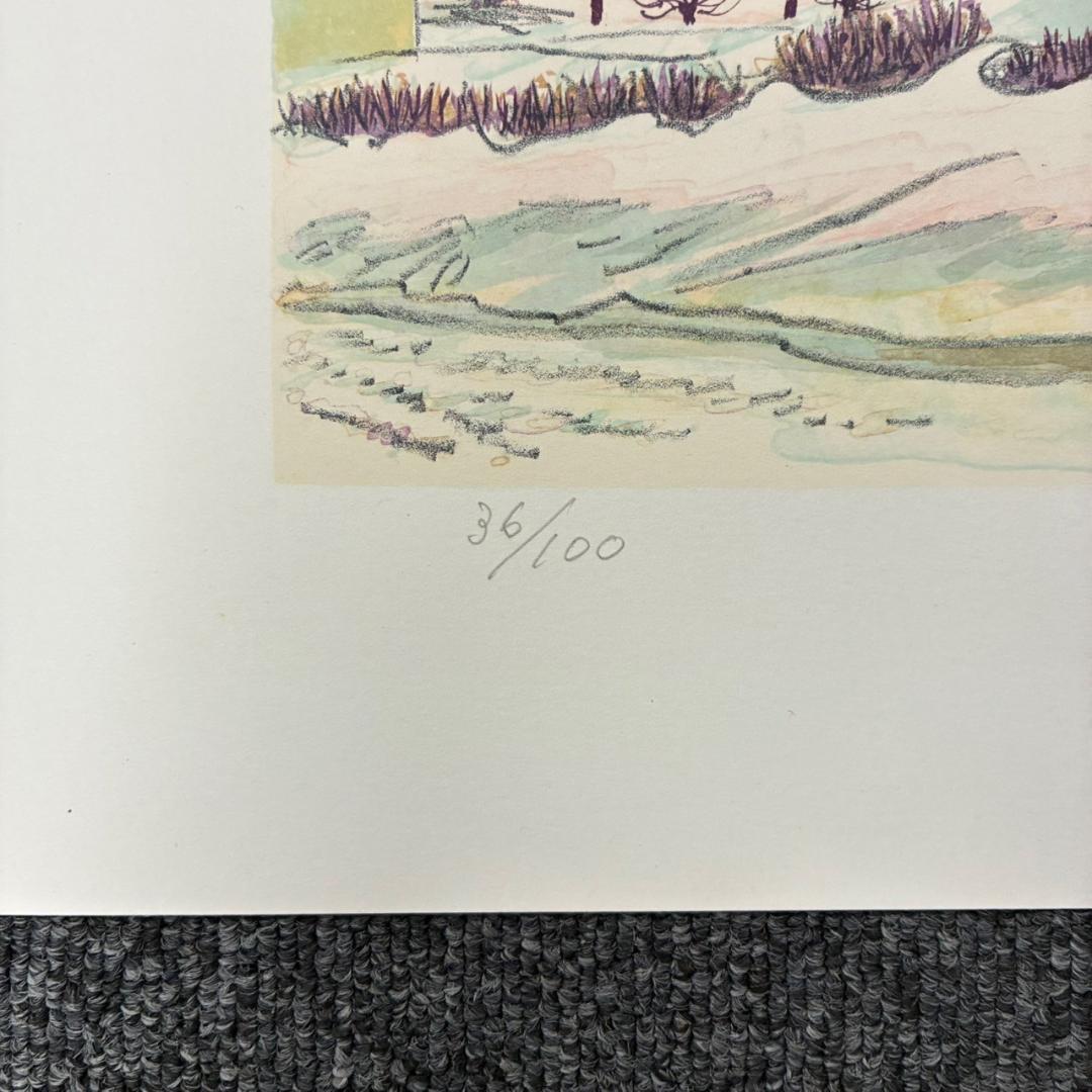 美品 中根寛 石版画集「塔の四季」リトグラフ 直筆サイン入り 全5枚揃 額縁付属