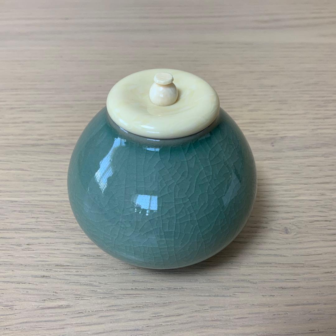 茶道具 青磁 茶入れ 名物裂 十色間道 茄子茶入れ