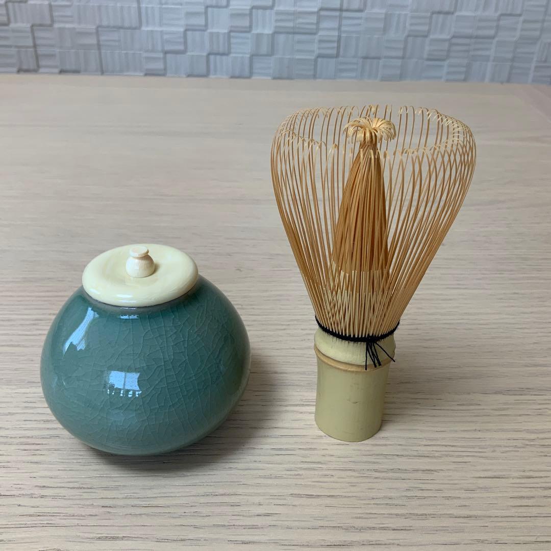 茶道具 青磁 茶入れ 名物裂 十色間道 茄子茶入れ