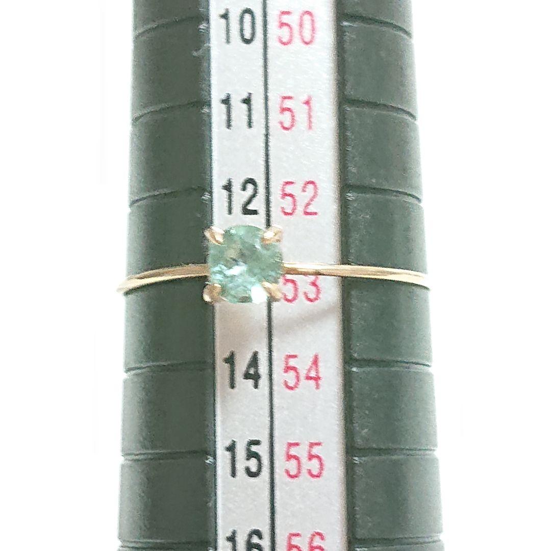 k10イエローゴールド ミントグリーンアパタイト リング 13号 10金 華奢