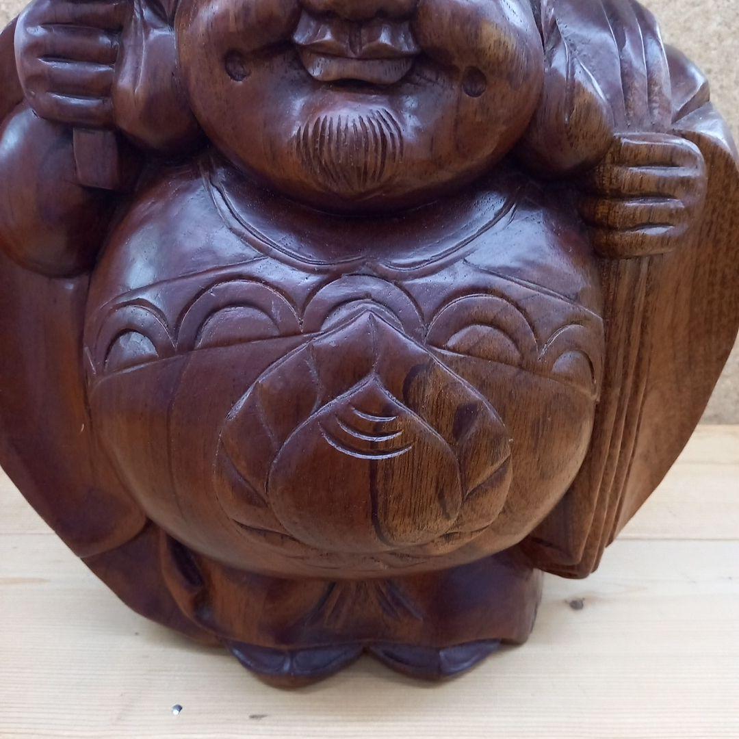 木製 福の神 彫刻　大黒　置物　縁起物　木彫り