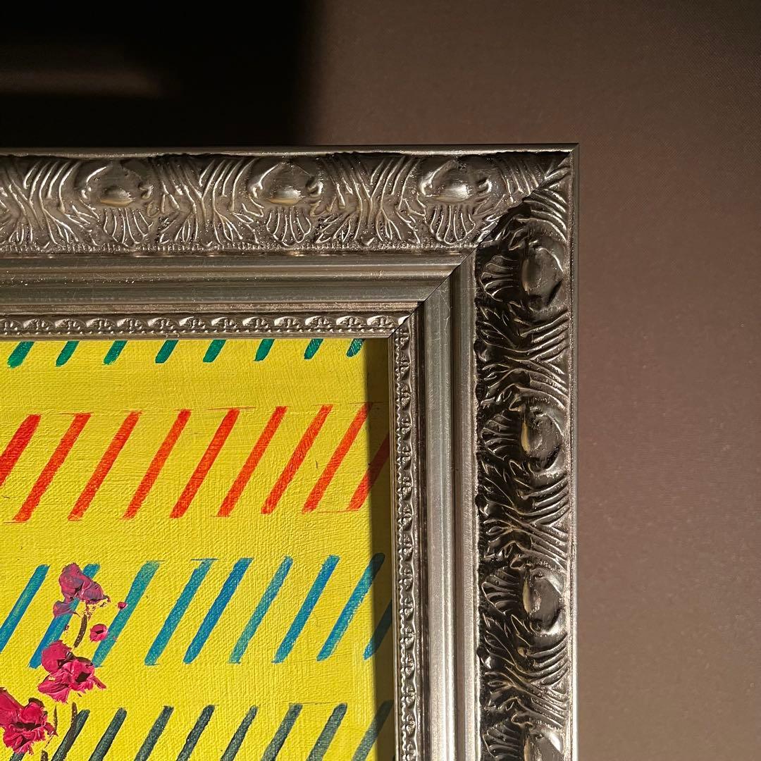 ★特大秀作★ 手書き油絵 花瓶の花 額付き 絵画 インテリア油彩画