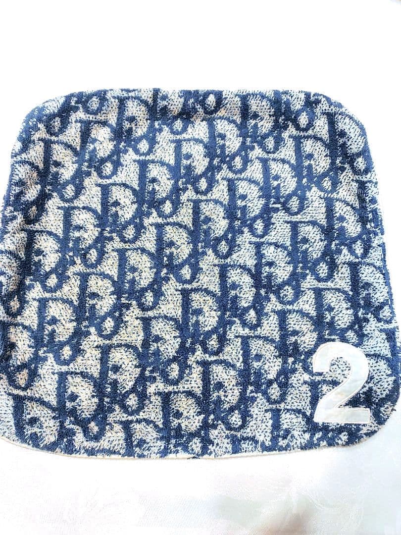 美品Diorディオール クッションカバートロッター柄ネイビー タオル生地