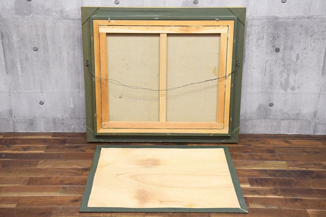 EDK47 作者不明 サイン有 F20号 油彩画 肉筆 額装 金縁 大作 風景画