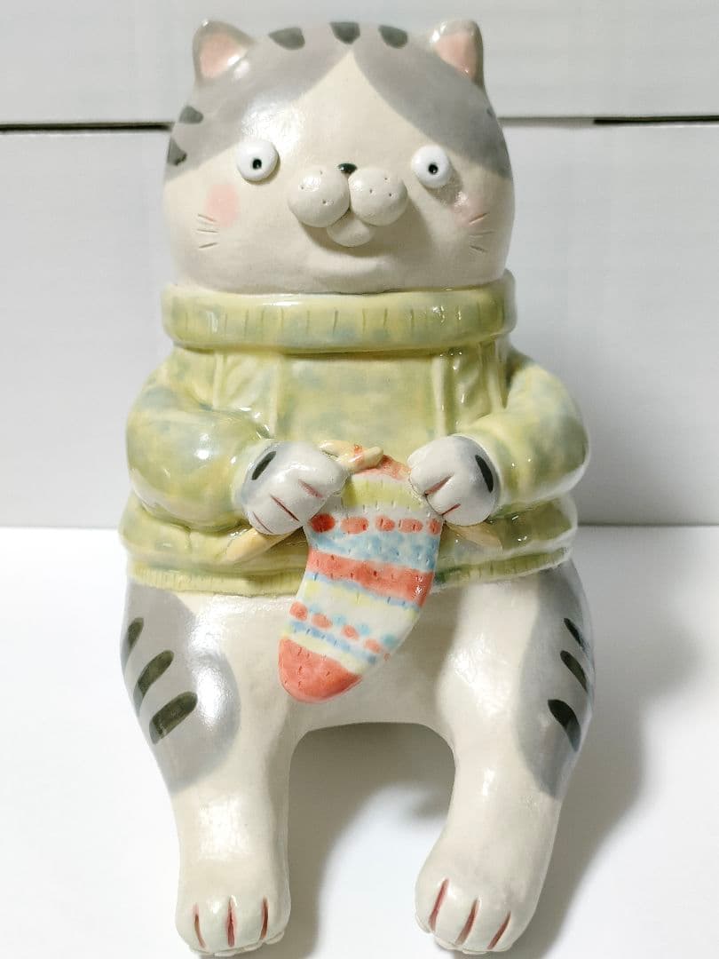 浜野陽子　陶芸　陶人形 手作り 猫　15ｃｍ