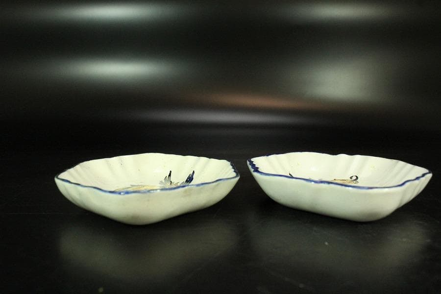 西洋骨董 阿蘭陀 菱皿 一対 時代物(K-A394)