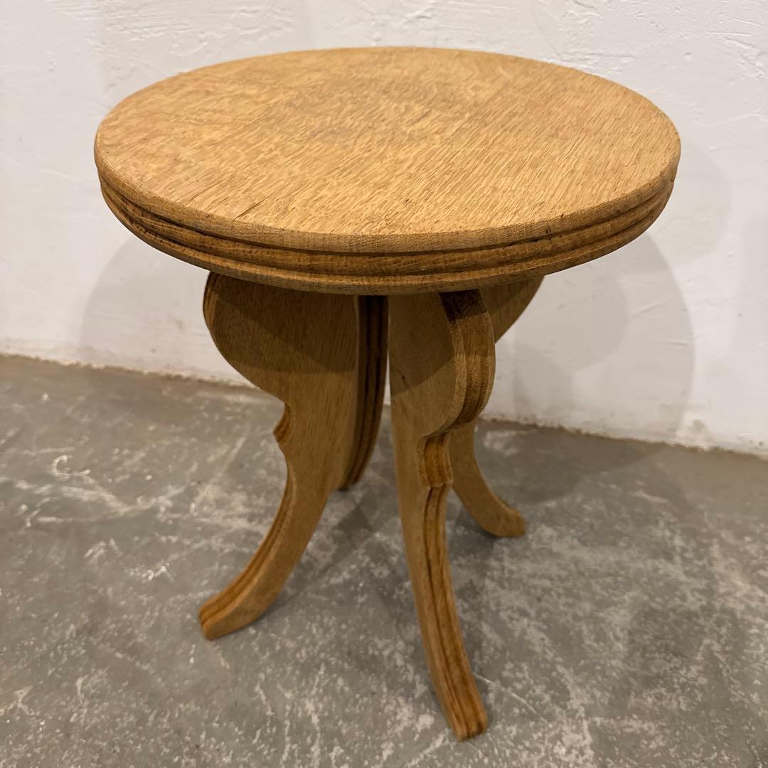 ヴィンテージ　サイドテーブル　剥離　ラウンド　花台