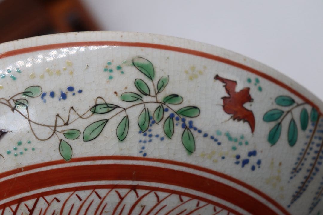 江戸　九谷焼　大皿　鶏　送料込み250506