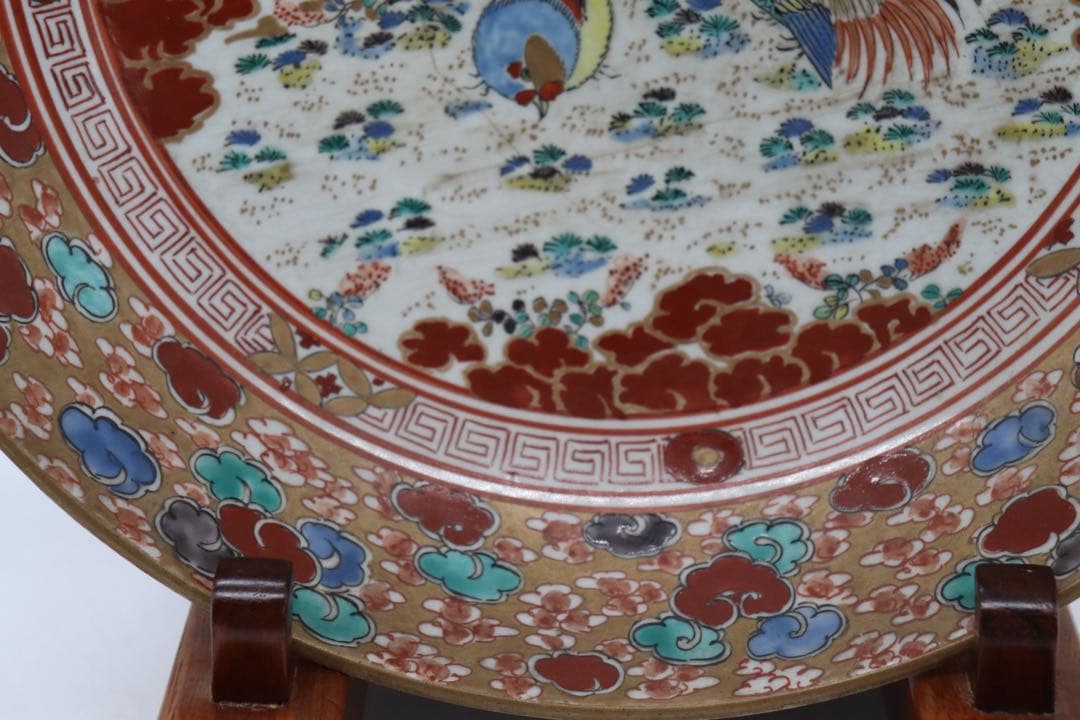 江戸　九谷焼　大皿　鶏　送料込み250506