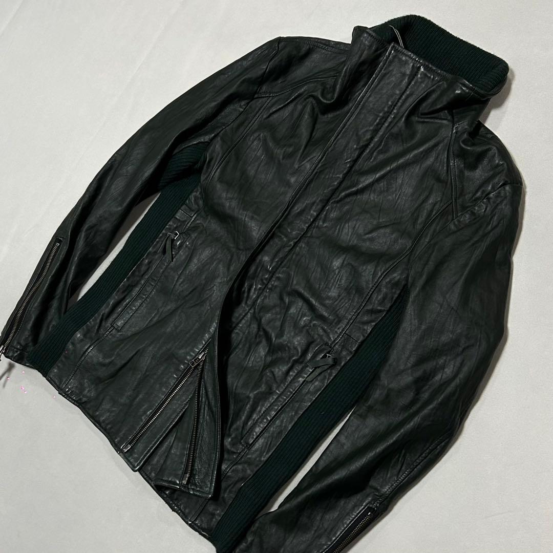 00s Morgan シープスキン レザー シングルライダース ダブルジップ