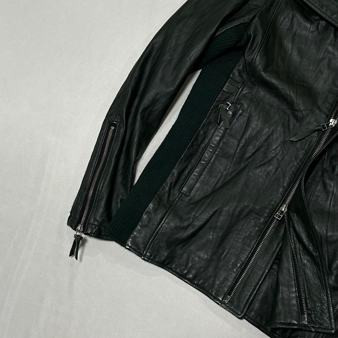 00s Morgan シープスキン レザー シングルライダース ダブルジップ