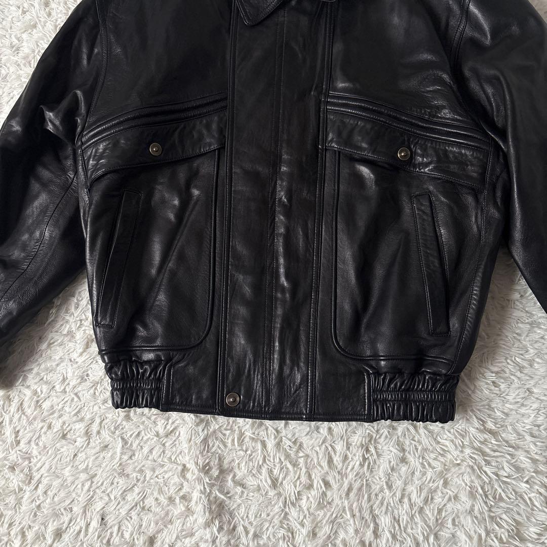 美品【ジャパンピンデージ】LANCEL シングルライダースＬ　黒　ラムレザー