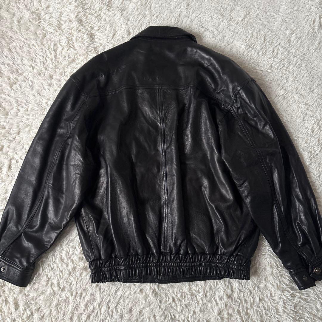 美品【ジャパンピンデージ】LANCEL シングルライダースＬ　黒　ラムレザー