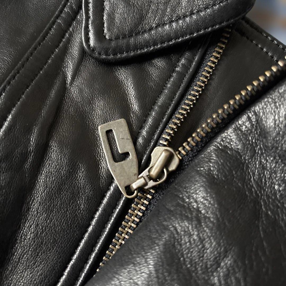 美品【ジャパンピンデージ】LANCEL シングルライダースＬ　黒　ラムレザー