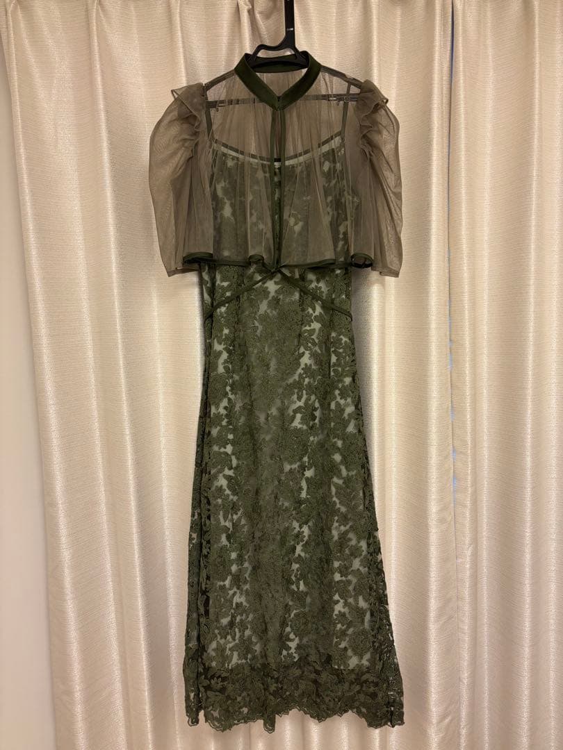 leja ドレス レース オケージョン グリーン シースルー
