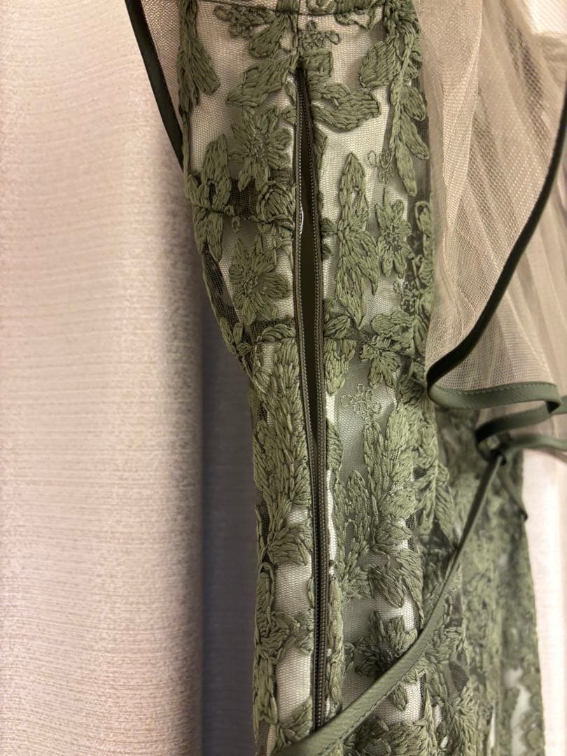 leja ドレス レース オケージョン グリーン シースルー