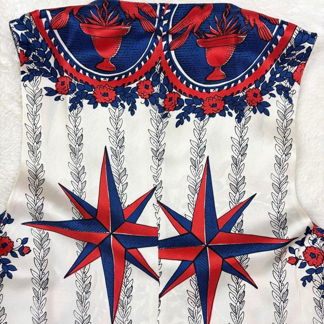 グッチ ジレ ベスト シルク100 ウール 切替 総柄 イタリア製 グレー 46