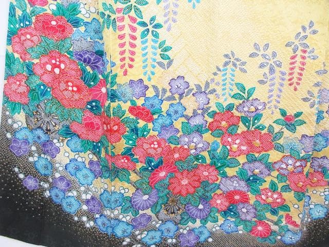 美品！絞り＊花車＊金彩＊ラグジュアリー＊振袖＊トールサイズ＊１６８ｃｍ＊裄６８