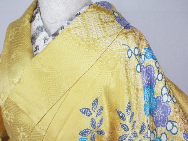 美品！絞り＊花車＊金彩＊ラグジュアリー＊振袖＊トールサイズ＊１６８ｃｍ＊裄６８