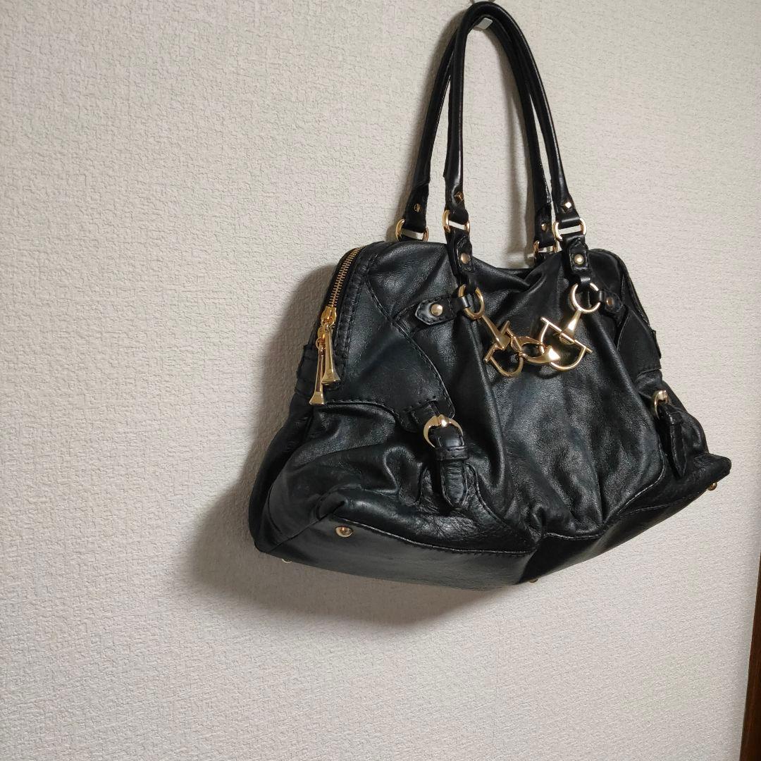 新宿高島屋購入 ホースビット ハンドバッグ レザー 黒