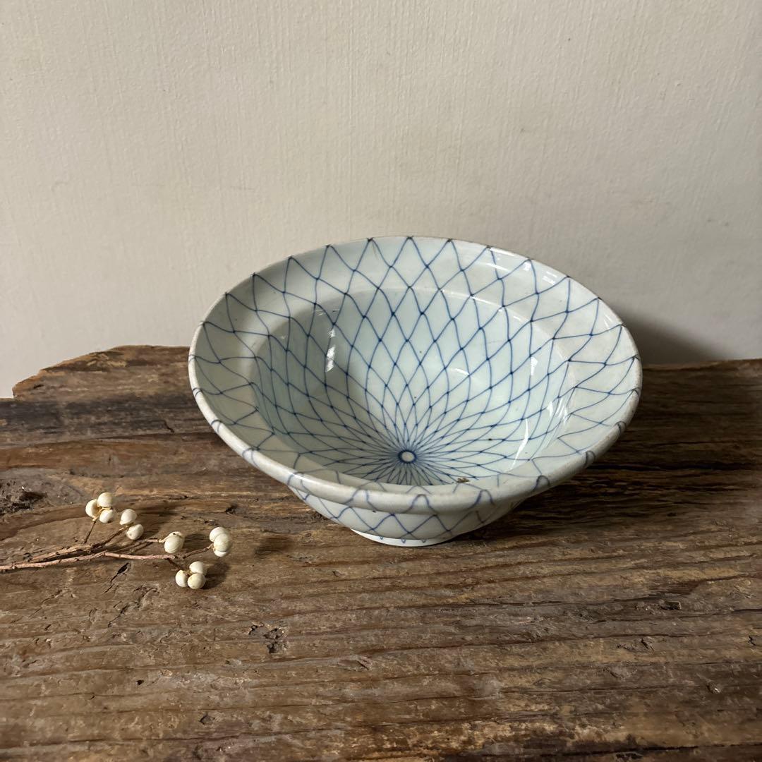古伊万里網目文　染付鉢1点　江戸時代　骨董　アンティーク　白磁　検:李朝