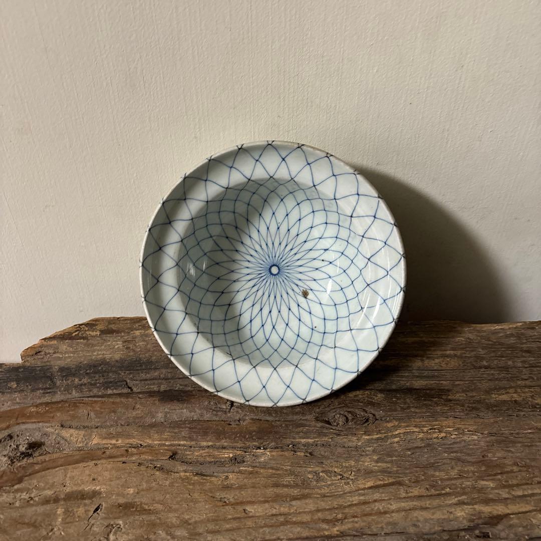 古伊万里網目文　染付鉢1点　江戸時代　骨董　アンティーク　白磁　検:李朝