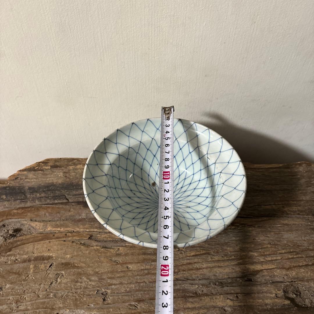 古伊万里網目文　染付鉢1点　江戸時代　骨董　アンティーク　白磁　検:李朝