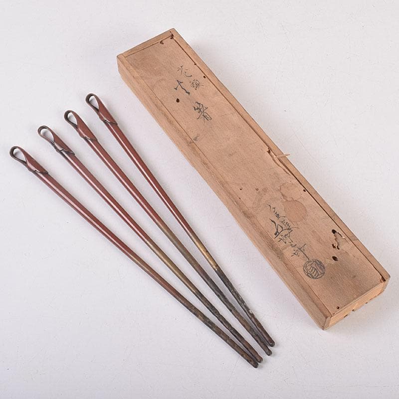 茶道具　金屋　金谷五郎三郎作　銅火箸　二組　共箱　V　R8868