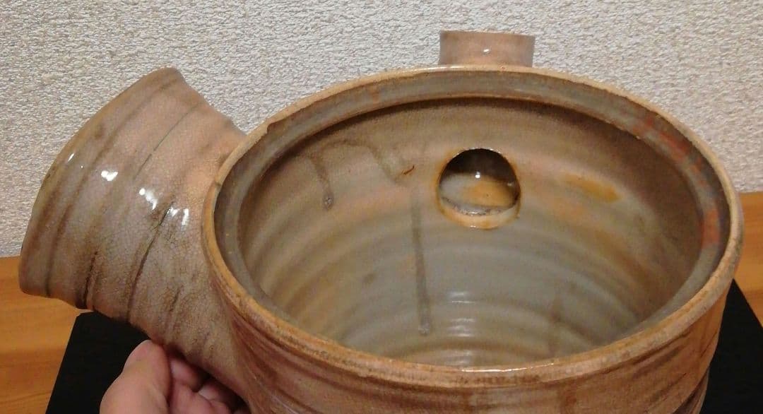 田原陶兵衛作　萩焼　急須形　水指　共箱　略歴付　茶道具