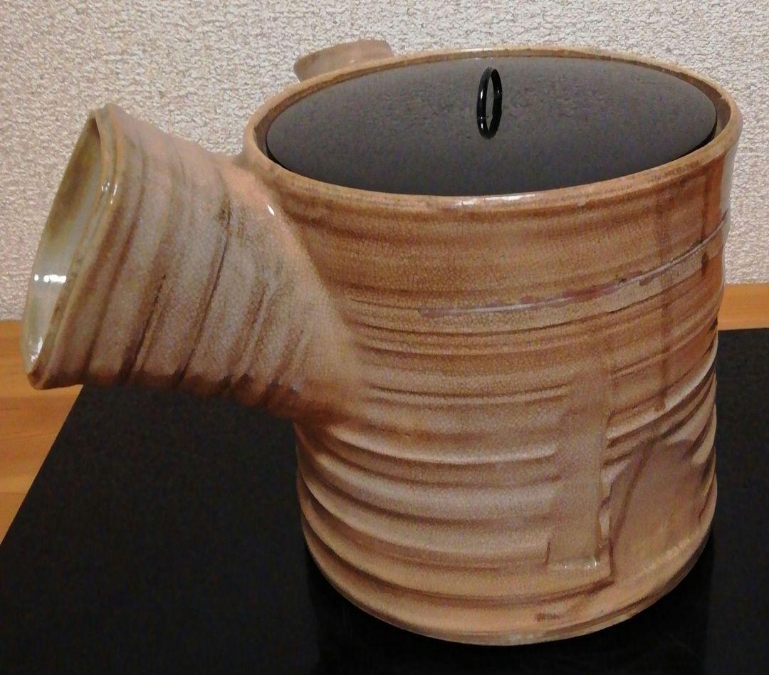 田原陶兵衛作　萩焼　急須形　水指　共箱　略歴付　茶道具