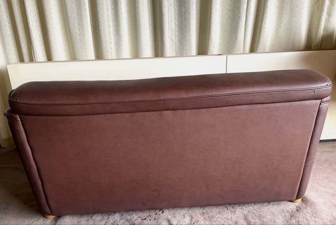 昭和レトロ　合成皮革ソファ3人掛け　ビンテージ