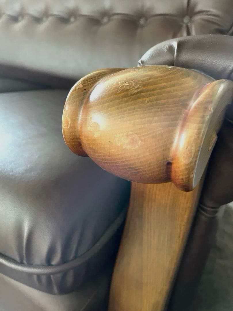 昭和レトロ　合成皮革ソファ3人掛け　ビンテージ