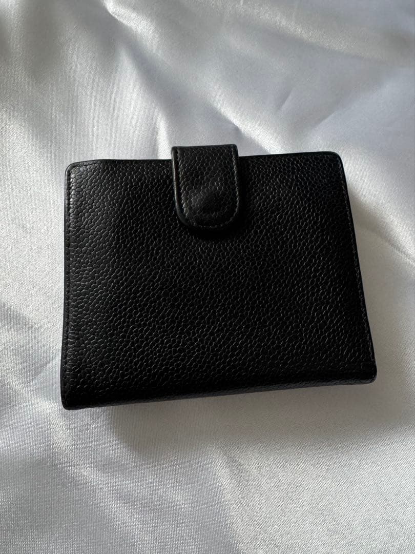 CHANEL ブラック レザー 二つ折り財布