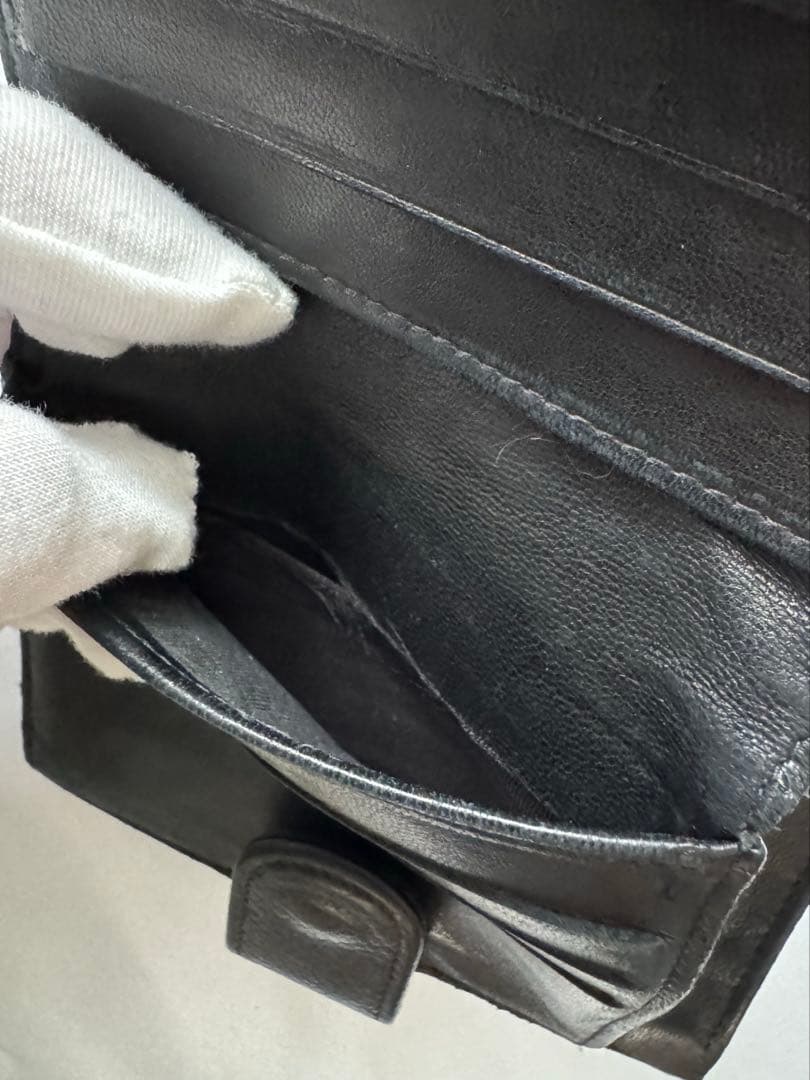 CHANEL ブラック レザー 二つ折り財布