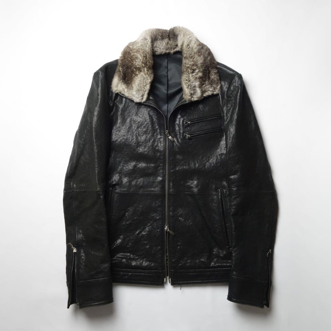 ジャケット・アウター 00s COMME CA MEN Fur Leather Riders JKT